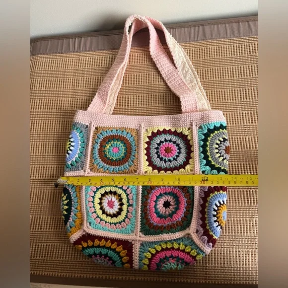 Handmade Crochet Granny Square Tote Bag - Picture 6 of 8